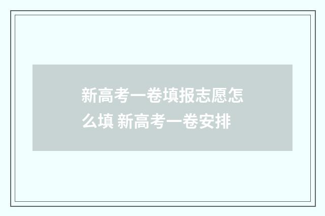 新高考一卷填报志愿怎么填 新高考一卷安排