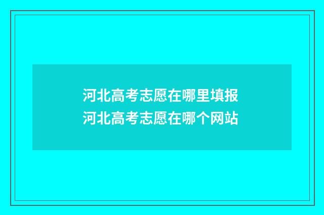 河北高考志愿在哪里填报 河北高考志愿在哪个网站
