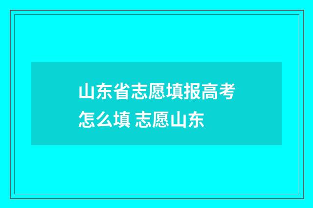山东省志愿填报高考怎么填 志愿山东