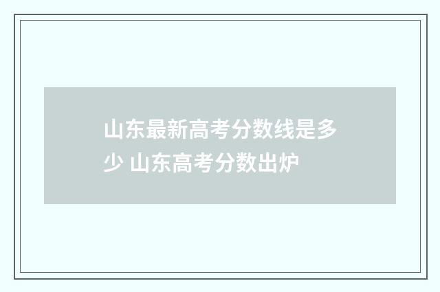 山东最新高考分数线是多少 山东高考分数出炉