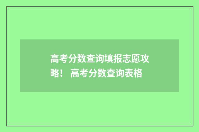 高考分数查询填报志愿攻略！ 高考分数查询表格