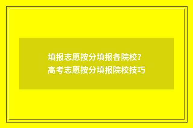 填报志愿按分填报各院校？高考志愿按分填报院校技巧