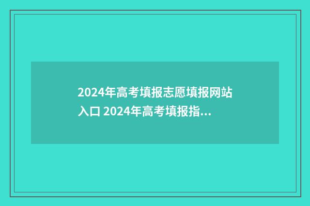 2024年高考填报志愿填报网站入口 2024年高考填报指南