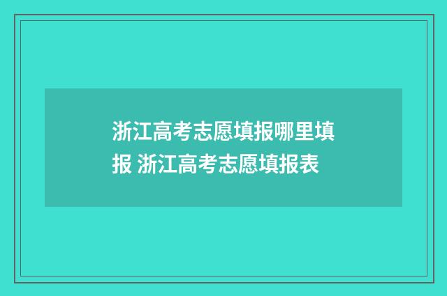 浙江高考志愿填报哪里填报 浙江高考志愿填报表
