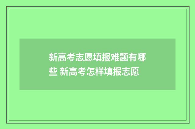 新高考志愿填报难题有哪些 新高考怎样填报志愿
