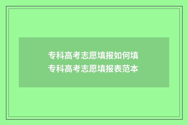 专科高考志愿填报如何填 专科高考志愿填报表范本