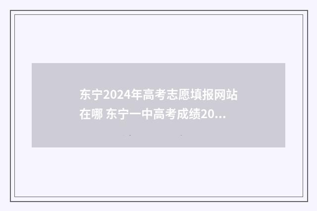 东宁2024年高考志愿填报网站在哪 东宁一中高考成绩2021