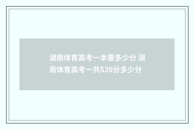 湖南体育高考一本要多少分 湖南体育高考一共539分多少分