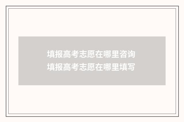 填报高考志愿在哪里咨询 填报高考志愿在哪里填写