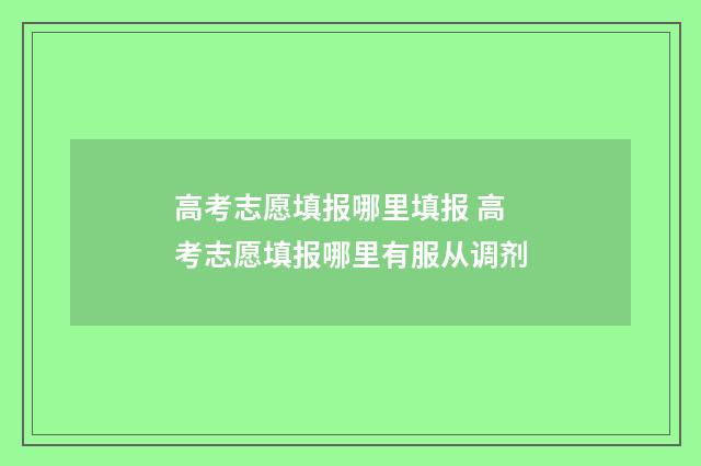 高考志愿填报哪里填报 高考志愿填报哪里有服从调剂