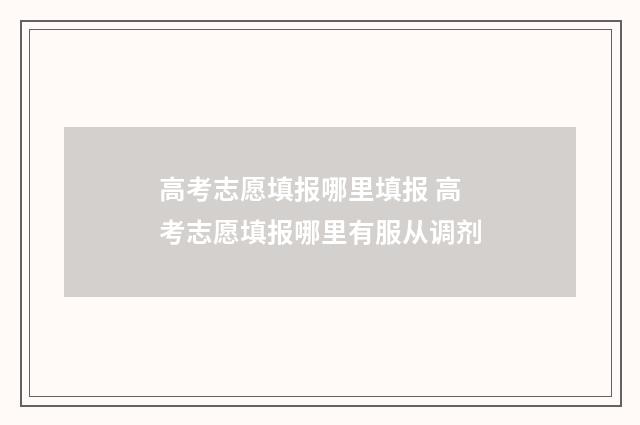 高考志愿填报哪里填报 高考志愿填报哪里有服从调剂