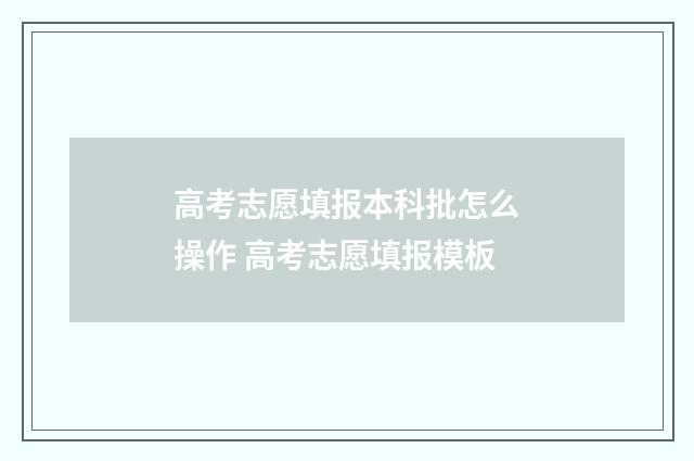高考志愿填报本科批怎么操作 高考志愿填报模板