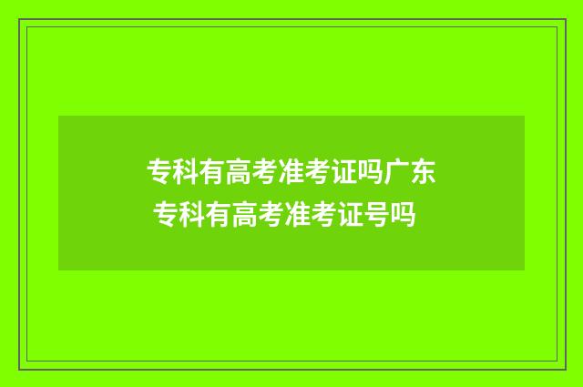 专科有高考准考证吗广东 专科有高考准考证号吗