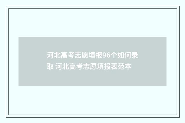 河北高考志愿填报96个如何录取 河北高考志愿填报表范本