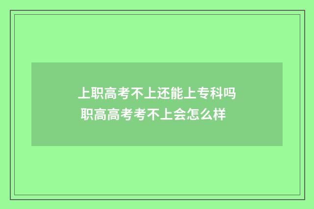 上职高考不上还能上专科吗 职高高考考不上会怎么样