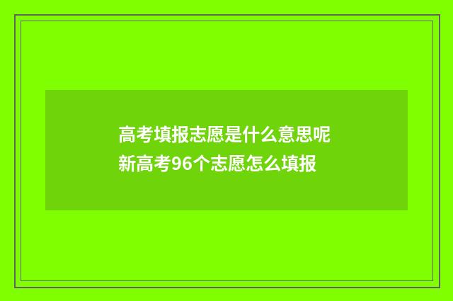 高考填报志愿是什么意思呢 新高考96个志愿怎么填报