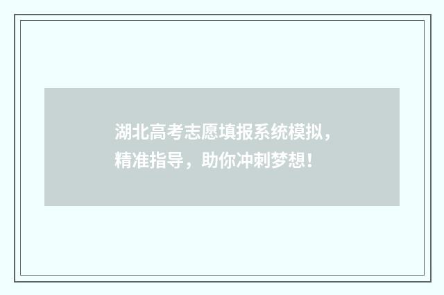 湖北高考志愿填报系统模拟，精准指导，助你冲刺梦想！