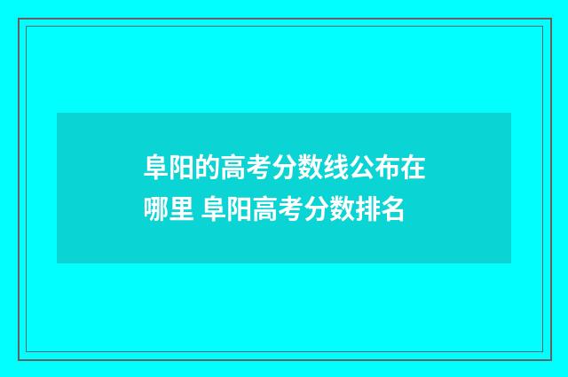 阜阳的高考分数线公布在哪里 阜阳高考分数排名