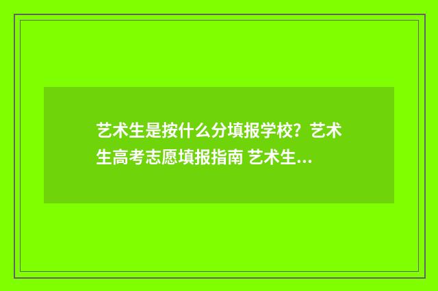 艺术生是按什么分填报学校？艺术生高考志愿填报指南 艺术生属于什么类型批
