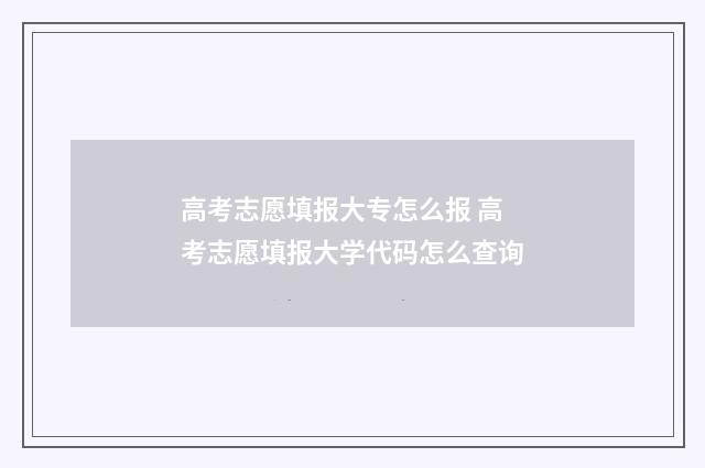 高考志愿填报大专怎么报 高考志愿填报大学代码怎么查询