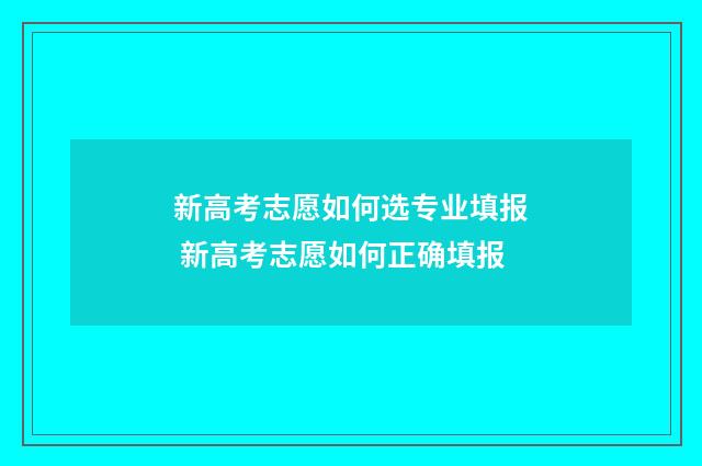 新高考志愿如何选专业填报 新高考志愿如何正确填报