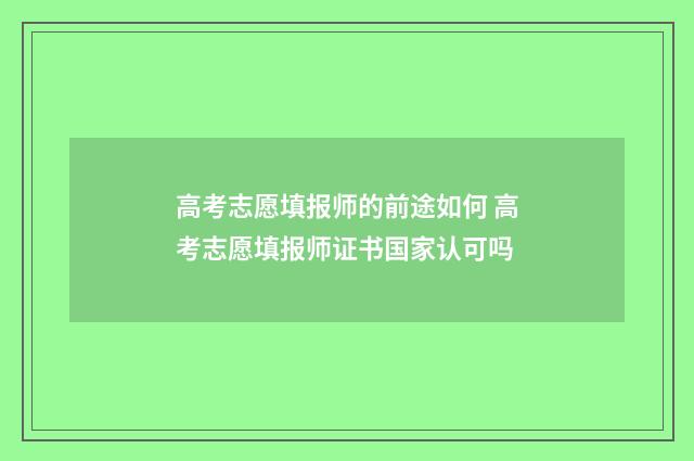 高考志愿填报师的前途如何 高考志愿填报师证书国家认可吗