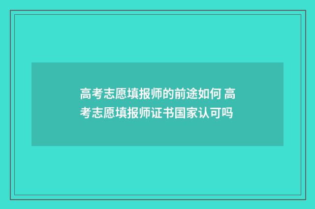 高考志愿填报师的前途如何 高考志愿填报师证书国家认可吗