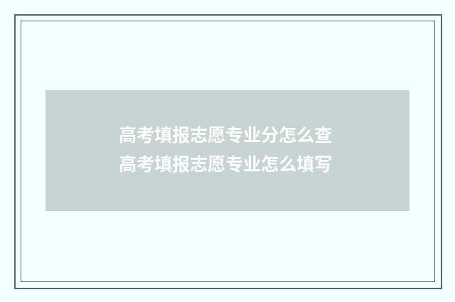 高考填报志愿专业分怎么查 高考填报志愿专业怎么填写
