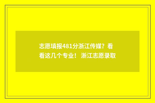 志愿填报481分浙江传媒？看看这几个专业！ 浙江志愿录取