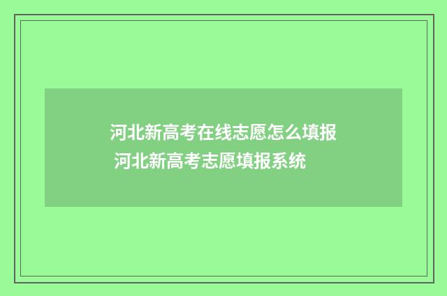 河北新高考在线志愿怎么填报 河北新高考志愿填报系统