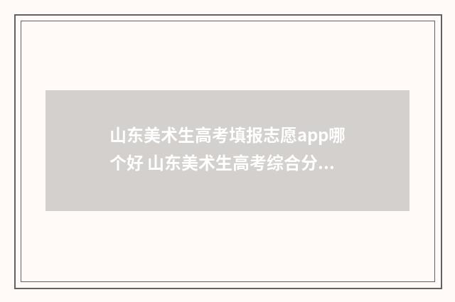 山东美术生高考填报志愿app哪个好 山东美术生高考综合分计算公式