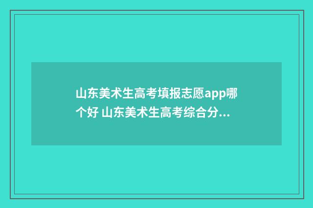 山东美术生高考填报志愿app哪个好 山东美术生高考综合分计算公式