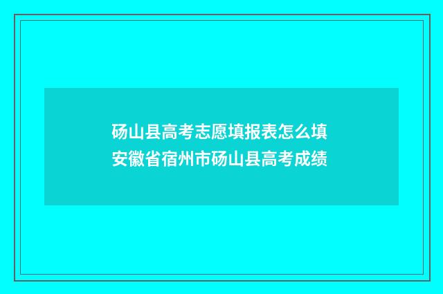 砀山县高考志愿填报表怎么填 安徽省宿州市砀山县高考成绩