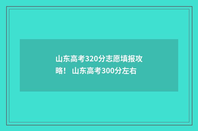 山东高考320分志愿填报攻略！ 山东高考300分左右