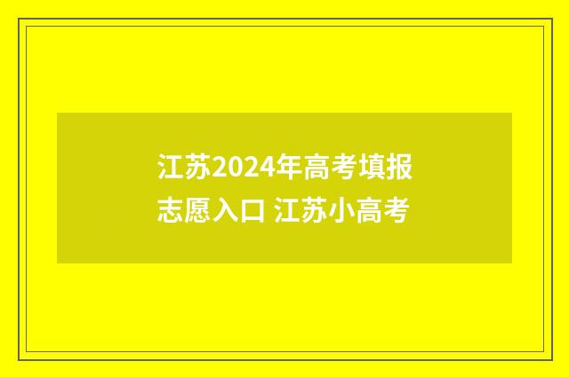 江苏2024年高考填报志愿入口 江苏小高考