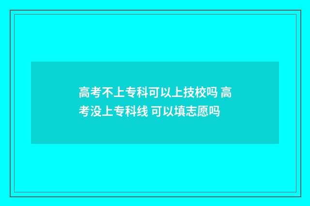 高考不上专科可以上技校吗 高考没上专科线 可以填志愿吗