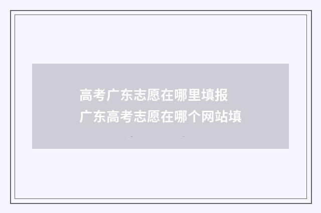 高考广东志愿在哪里填报 广东高考志愿在哪个网站填