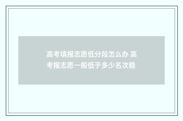 高考填报志愿低分段怎么办 高考报志愿一般低于多少名次稳
