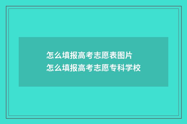 怎么填报高考志愿表图片 怎么填报高考志愿专科学校