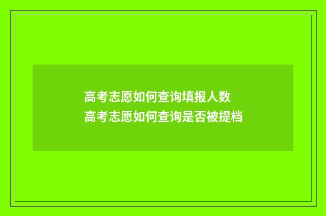 高考志愿如何查询填报人数 高考志愿如何查询是否被提档