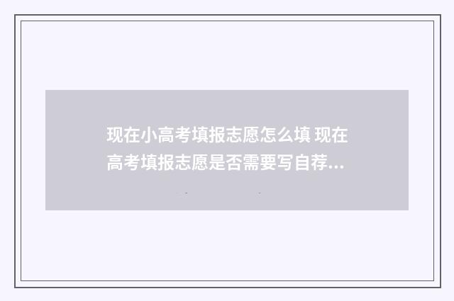 现在小高考填报志愿怎么填 现在高考填报志愿是否需要写自荐信呢