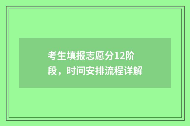 考生填报志愿分12阶段，时间安排流程详解