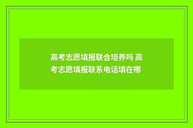 高考志愿填报联合培养吗 高考志愿填报联系电话填在哪