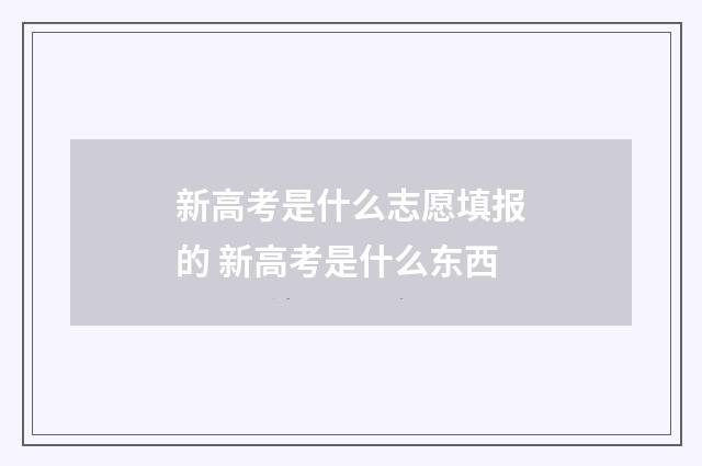 新高考是什么志愿填报的 新高考是什么东西