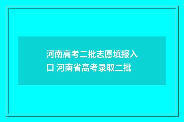 河南高考二批志愿填报入口 河南省高考录取二批