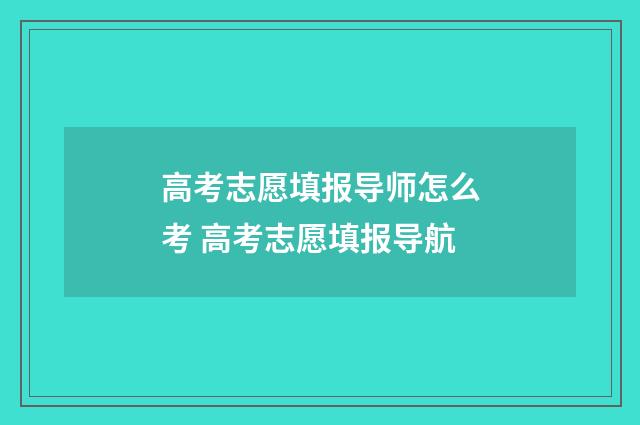 高考志愿填报导师怎么考 高考志愿填报导航