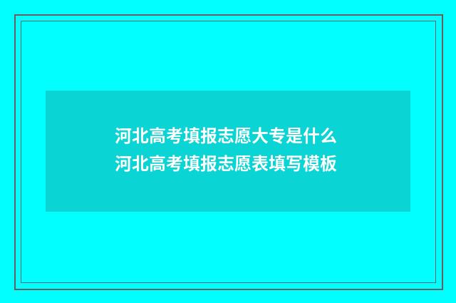河北高考填报志愿大专是什么 河北高考填报志愿表填写模板