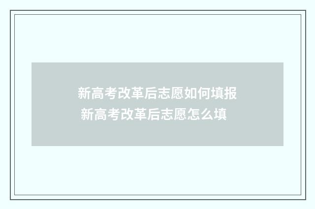 新高考改革后志愿如何填报 新高考改革后志愿怎么填