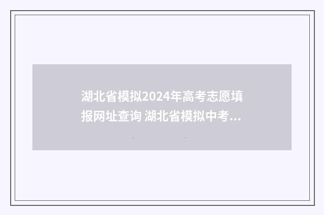 湖北省模拟2024年高考志愿填报网址查询 湖北省模拟中考成绩查询入口