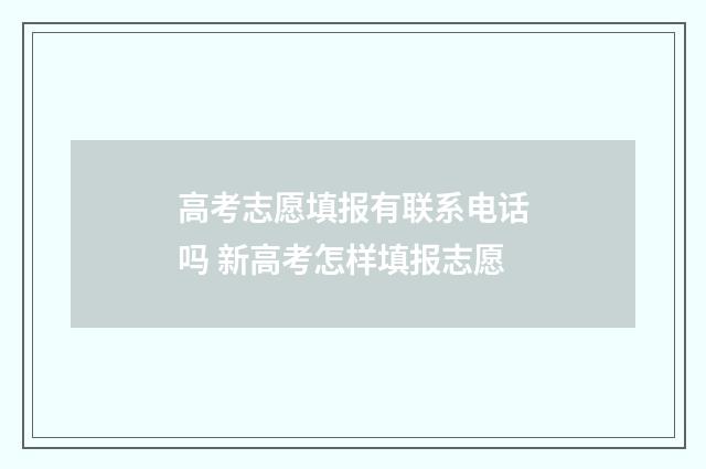 高考志愿填报有联系电话吗 新高考怎样填报志愿